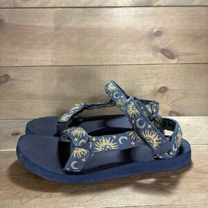 teva original universal womens size 9 shoes blue slingback moon stars sandals